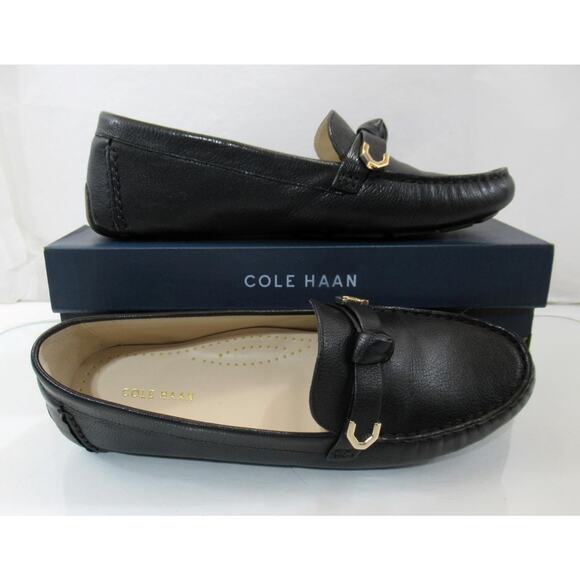 Women's Cole Haan Evelyn Bow Driver Moccasin Loafer Shoes Leather Black Size 9 - Picture 8 of 9
